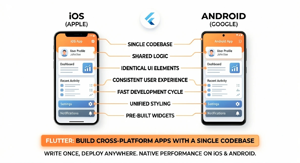 Flutter app UI consistency across iOS and Android with mirrored screens