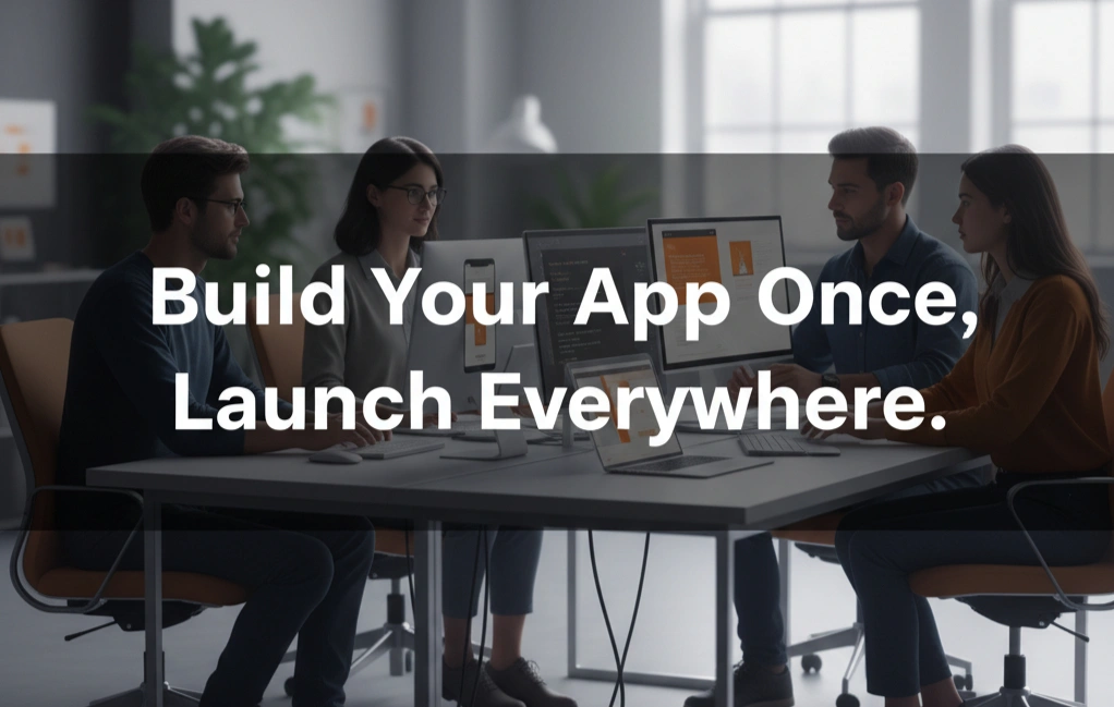Mobile app development team building cross-platform applications
