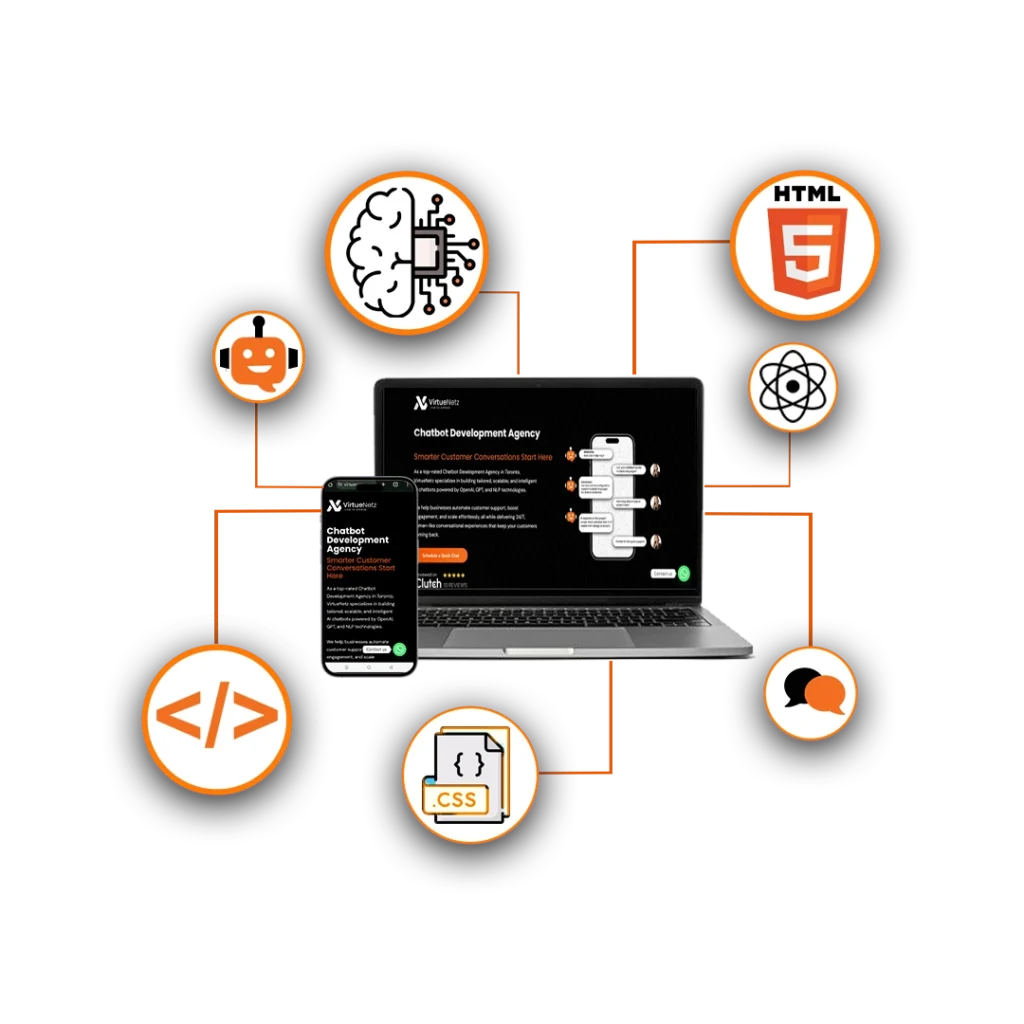 AI chatbot interface on smartphone and desktop