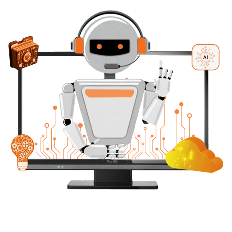 Engineers coding AI algorithms on multiple monitors