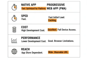 Comparison between native and progressive web apps on mobile screens