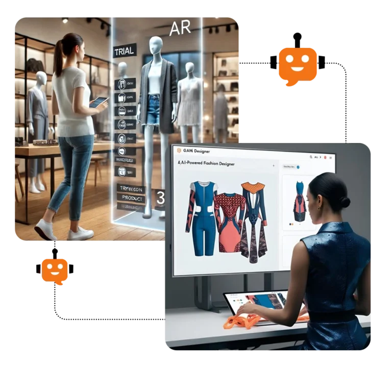 virtual stylist chatbot recommending size, fit and products in fashion store