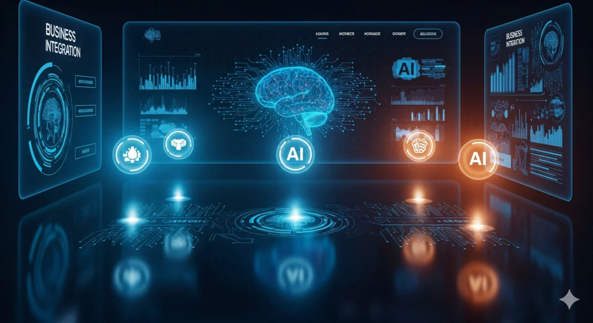 Modern website with AI features and futuristic elements.