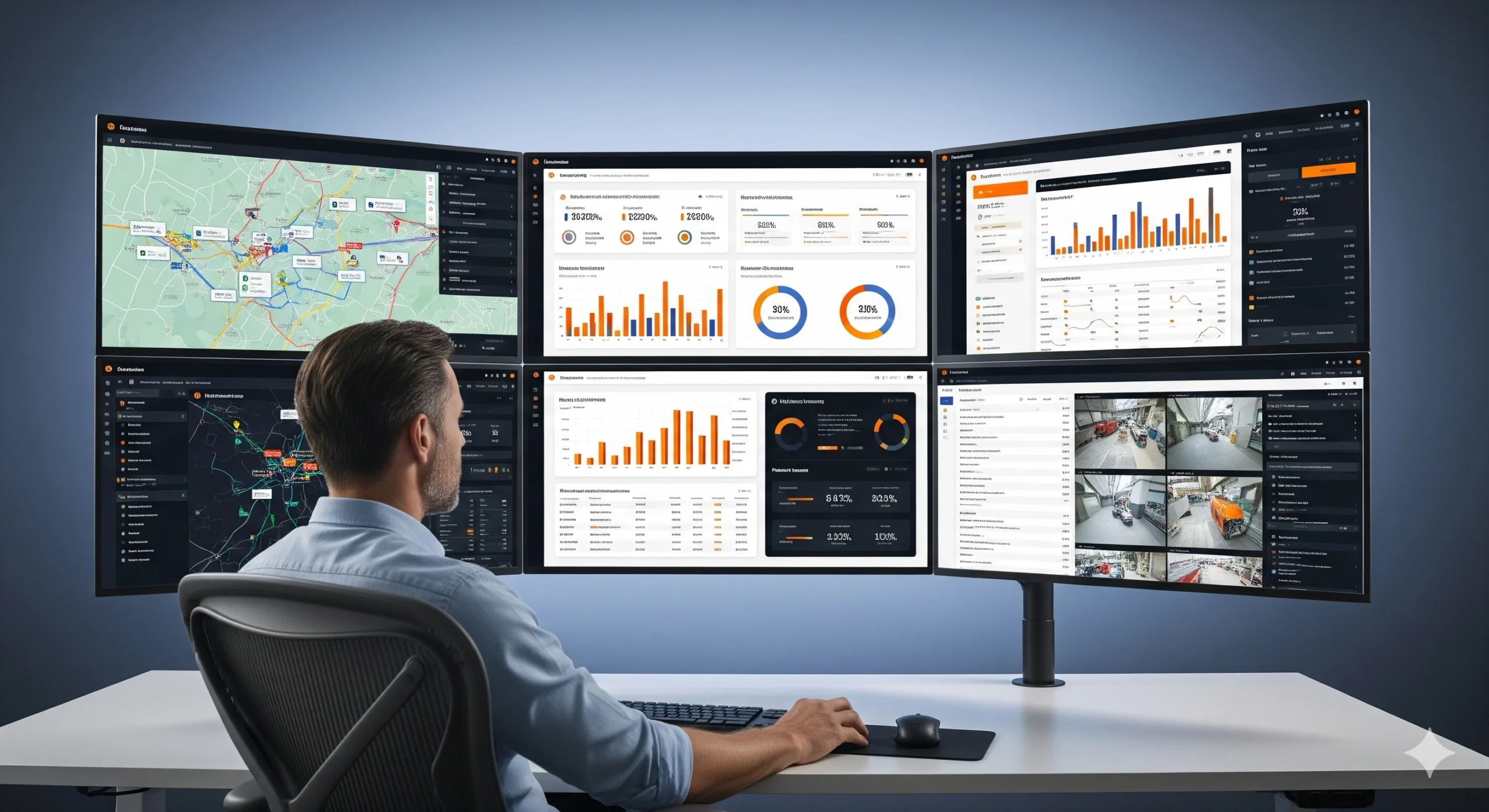 AI logistics dashboard tracking fleet vehicles and deliveries in real-time for improved efficiency.