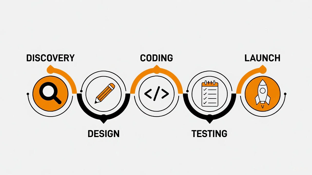 Illustration of brainstorming app ideas during the strategy phase of mobile app development.