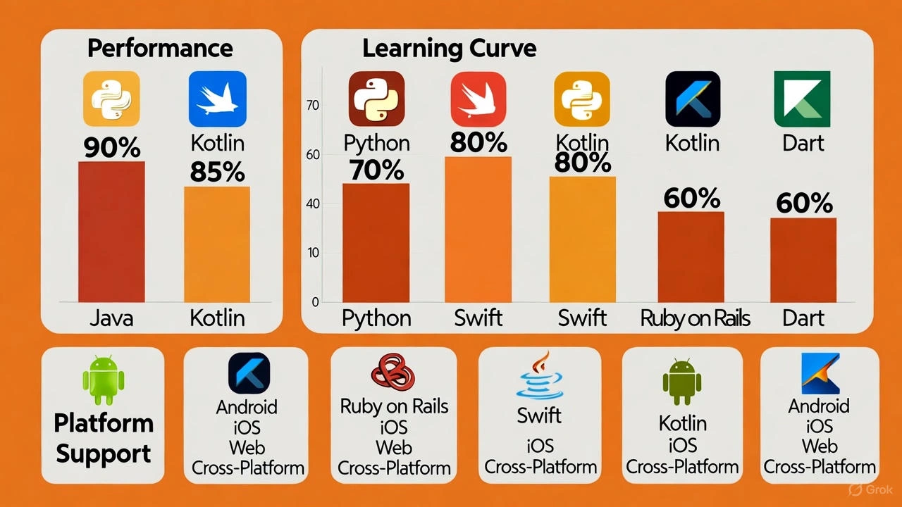 Comparison of top mobile app development languages 