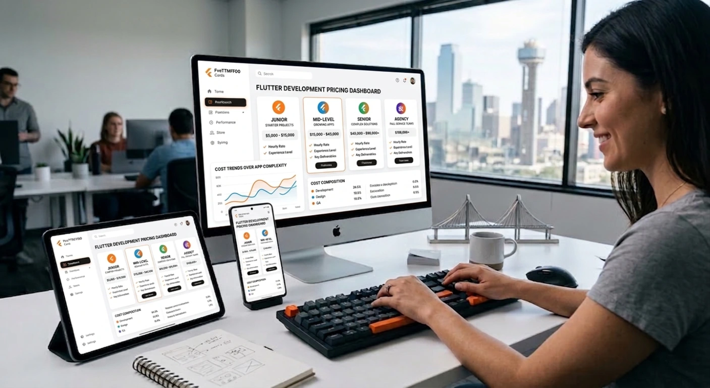 Flutter app development cost Texas Dallas 2026 pricing comparison chart