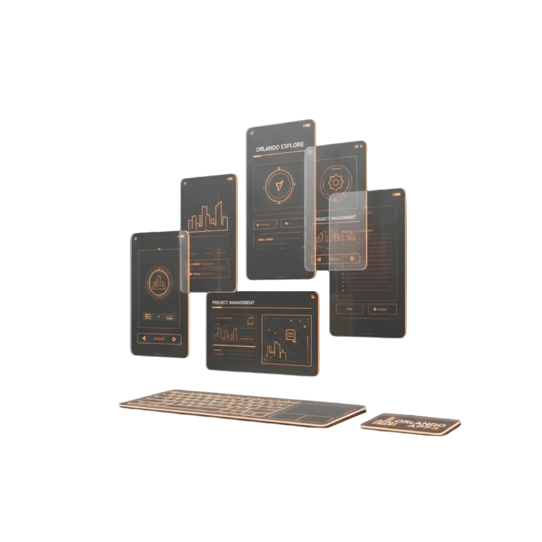 Orlando app development company banner with modern mobile UI design
